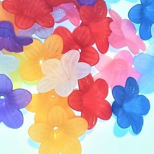 Assorted Acrylic Flower Cap Beads Large 24mm Flowers pack of 24