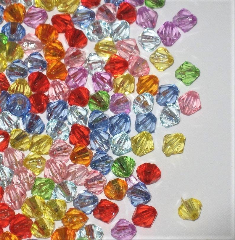 Assorted Acrylic Beads 6mm Bicone pack of 200