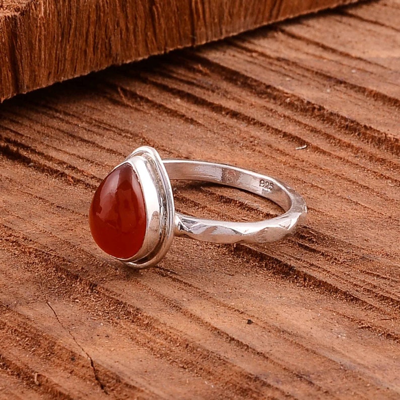 Red Coral Gemstone,Silver Ring,Gemstone Silver Ring,925 Sterling Silver Ring,Midi Ring,Minimalist Ring,Gift For Her,Ring For Women,Dad Gift