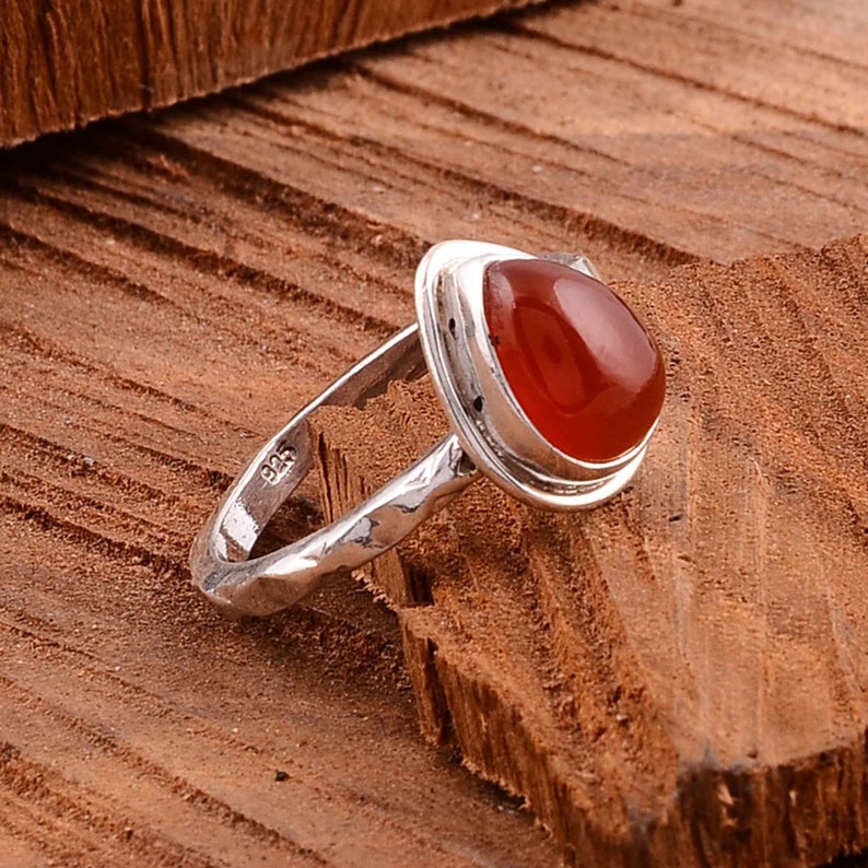 Red Coral Gemstone,Silver Ring,Gemstone Silver Ring,925 Sterling Silver Ring,Midi Ring,Minimalist Ring,Gift For Her,Ring For Women,Dad Gift