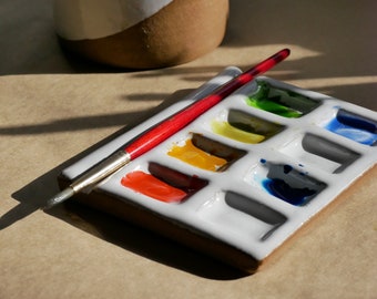 Ready to Ship: Ceramic Paint Palette Gift Set, Artist Gifts for Woman or Man, Add-OnPaint Water Cup, Birthday Gifts for Friend, Brush Holder