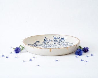 Antoinette Medium Plate, handmade ceramic plates, vintage inspired, unique gift idea or perfect dinnerware set