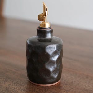 Tortuga Ceramic Oil Bottle: Hand Carved Pottery Dispenser