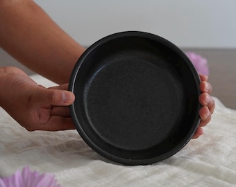 Handmade Black Ceramic Bowl: Matte Glaze Pottery