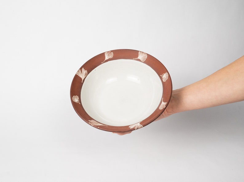 Ginkgo Soup Bowl, handmade ceramic bowls, nature inspired design, unique gift idea, perfect dinnerware set image 2