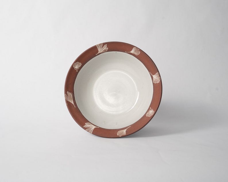 Ginkgo Soup Bowl, handmade ceramic bowls, nature inspired design, unique gift idea, perfect dinnerware set image 1