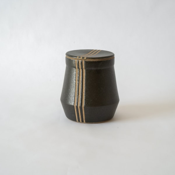 Black Abby French Butter keeper, handmade butter crock, unique gift idea, unique modern simple design