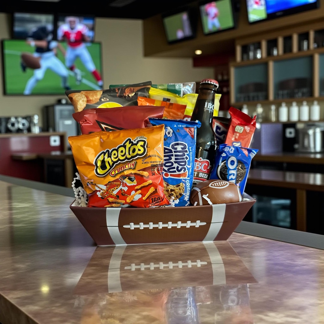 Football Snack Gift Basket: Chips, Cookies, and Root Beer - Etsy