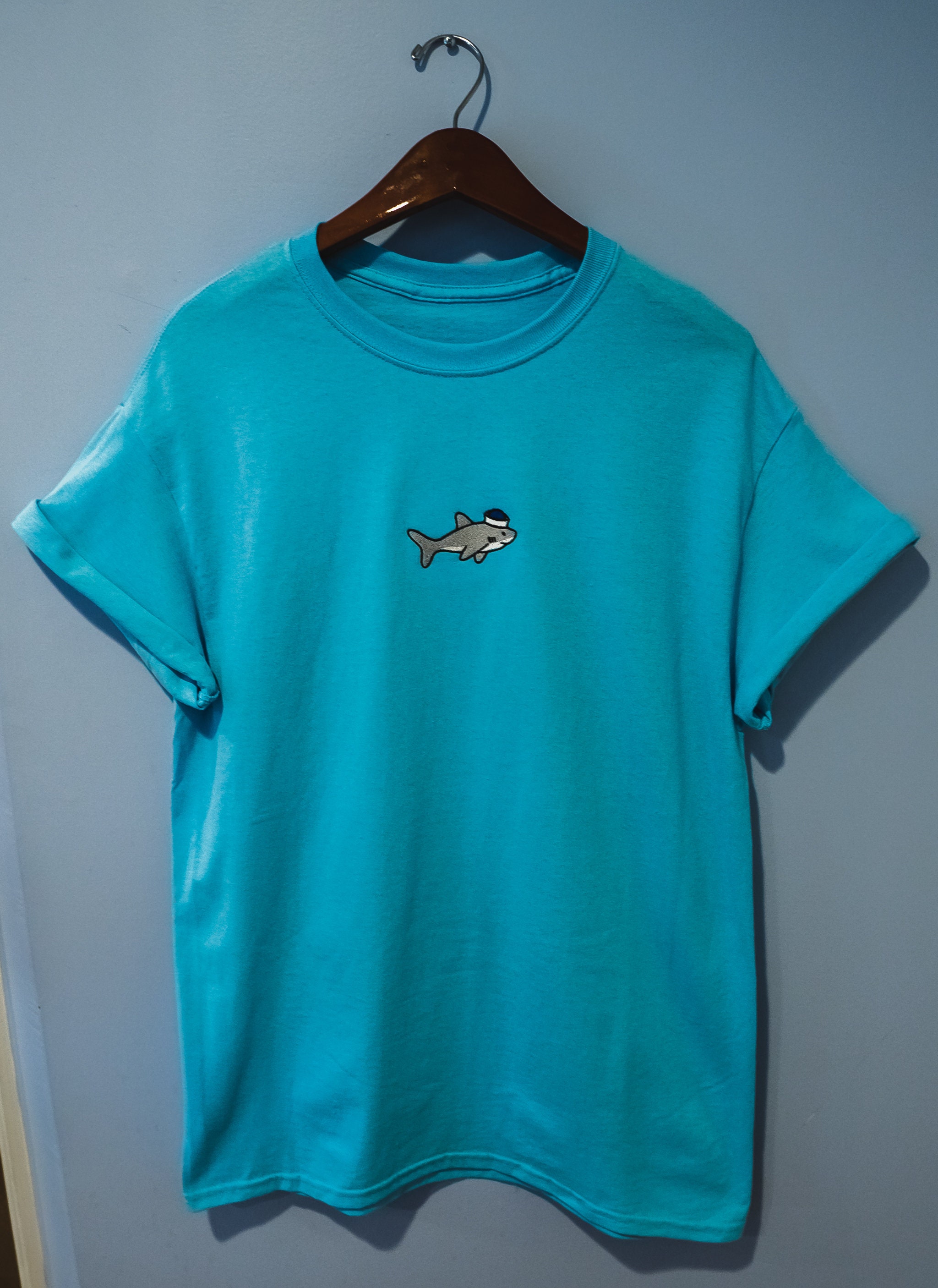 Shark Sailor Embroidered Unisex Tshirt Cute Shark Shirt - Etsy