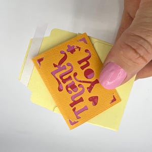 Miniature thank you card and envelope 5cm (2inch) x 3.7cm(1.5inch). Mini / tiny / small  thanks card