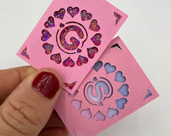 Miniature card and envelope, Tiny card with customisable letter. Birthday Card, Gift card, valentines card.5cm (2inch) x 3.7cm (1.5inch)