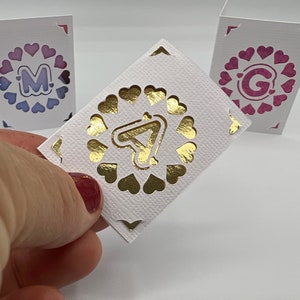 Miniature card and envelope, tiny card with customisable letter. Birthday Card, Gift card, valentines card. 5cm (2inch) x 3.7cm(1.5inch