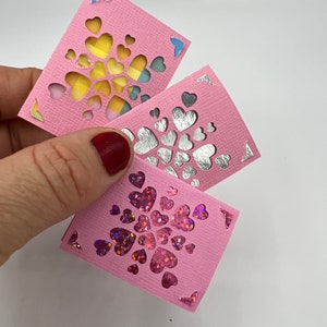 Mini card / tiny card and envelope heart burst design. Birthday Card, Gift tag, congrats card, valentines card. 5cm (2inch) x 3.7cm(1.5inch)