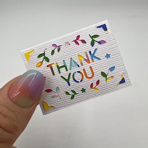 Miniature thank you card and envelope 5cm (2inch) x 3.7cm(1.5inch). Mini / tiny thanks card