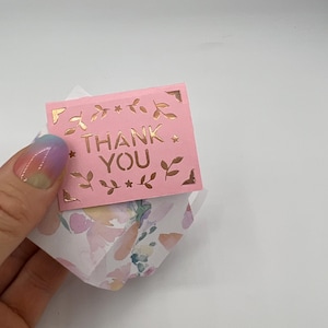 Miniature thank you card and envelope 5cm (2inch) x 3.7cm(1.5inch). Mini / tiny thanks card