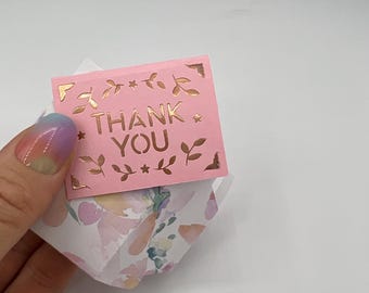 Miniature thank you card and envelope 5cm (2inch) x 3.7cm(1.5inch). Mini / tiny thanks card