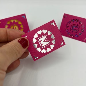 Miniature card and envelope, tiny card with customisable letter. Birthday Card, Gift card, valentines card. 5cm (2inch) x 3.7cm(1.5inch