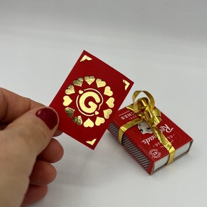 Miniature card and envelope, tiny card with customisable letter. Birthday Card, Gift card, valentines card. 5cm (2inch) x 3.7cm(1.5inch