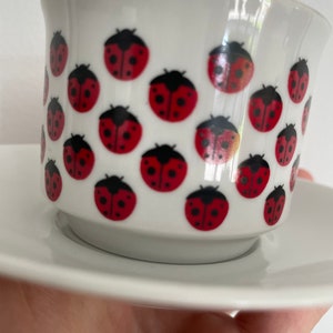 Retro Freiberger Porzellan GDR German made vintage ladybird coffee cup