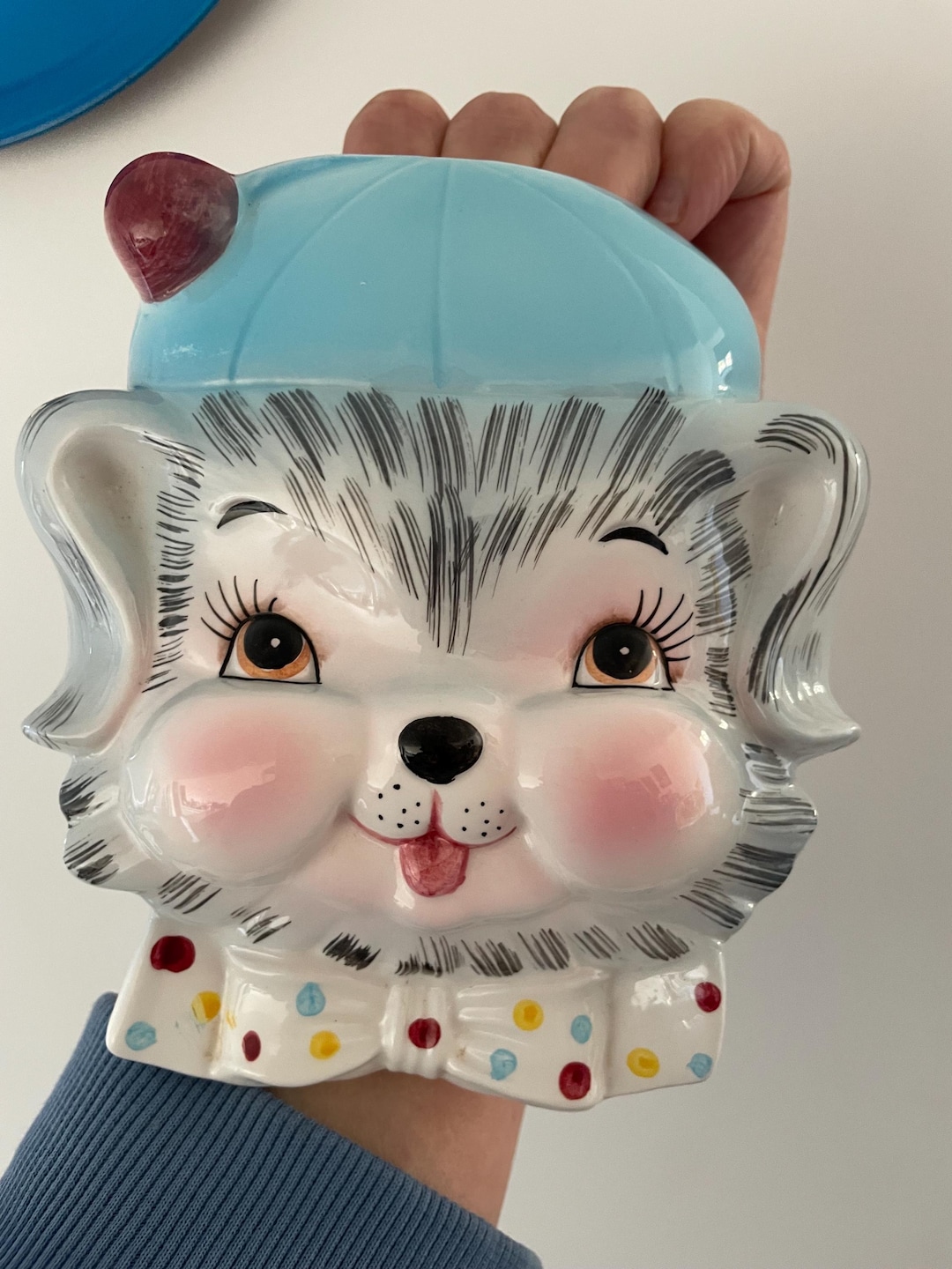 Lefton Labels Vintage Lefton Puppy Pal Wall Pocket HTF Stamped ESD Japan W/original ...