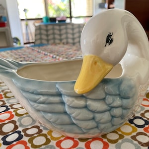 Vintage ceramic swan duck planter