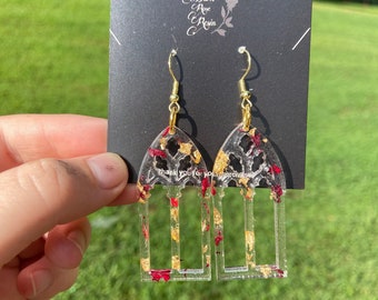 Window earrings Statement earrings Stained glass earrings Cactus earrings Succulent earrings, Window frame Plant earrings
