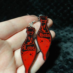 goth love and hate potion earrings (B GRADE)