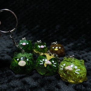 mossy buddies- cute animal keychains with moss