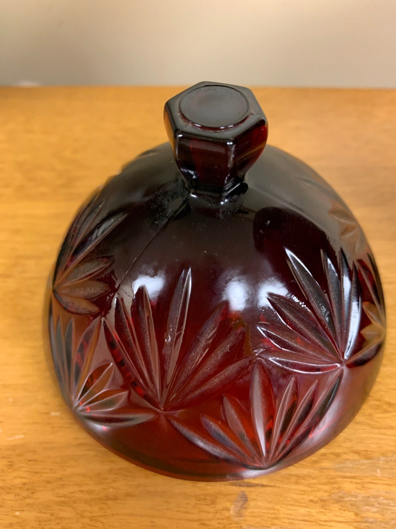 Vintage Ruby Red Pedestal Candy Dish With Lid Luminarc Egg Etsy