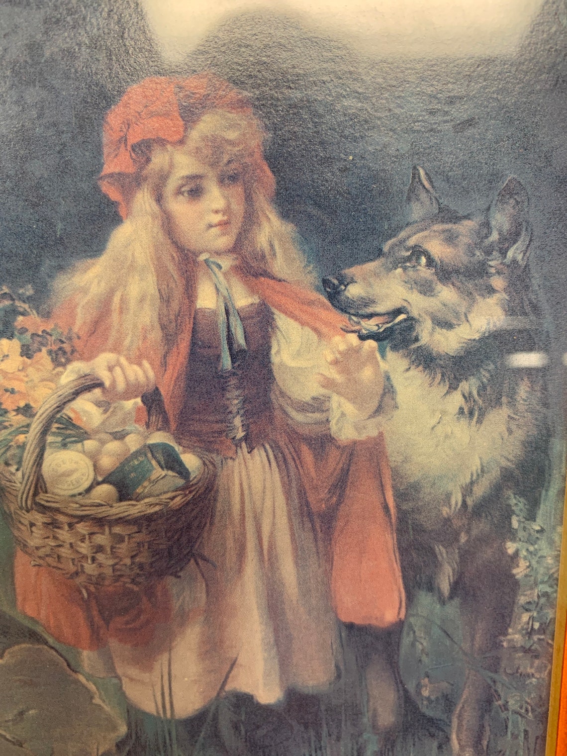 Vintage Victorian Little Red Riding Hood and wolf art print | Etsy