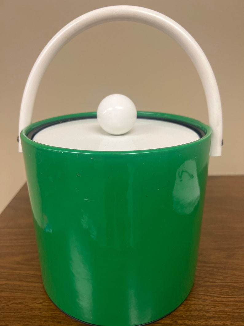 Vintage Vinyl Ice Bucket Retro Green White Etsy