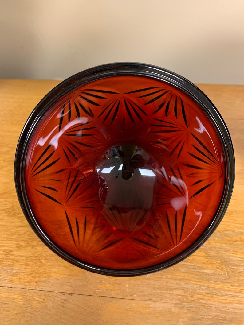 Vintage Ruby Red Pedestal Candy Dish With Lid Luminarc Egg Etsy