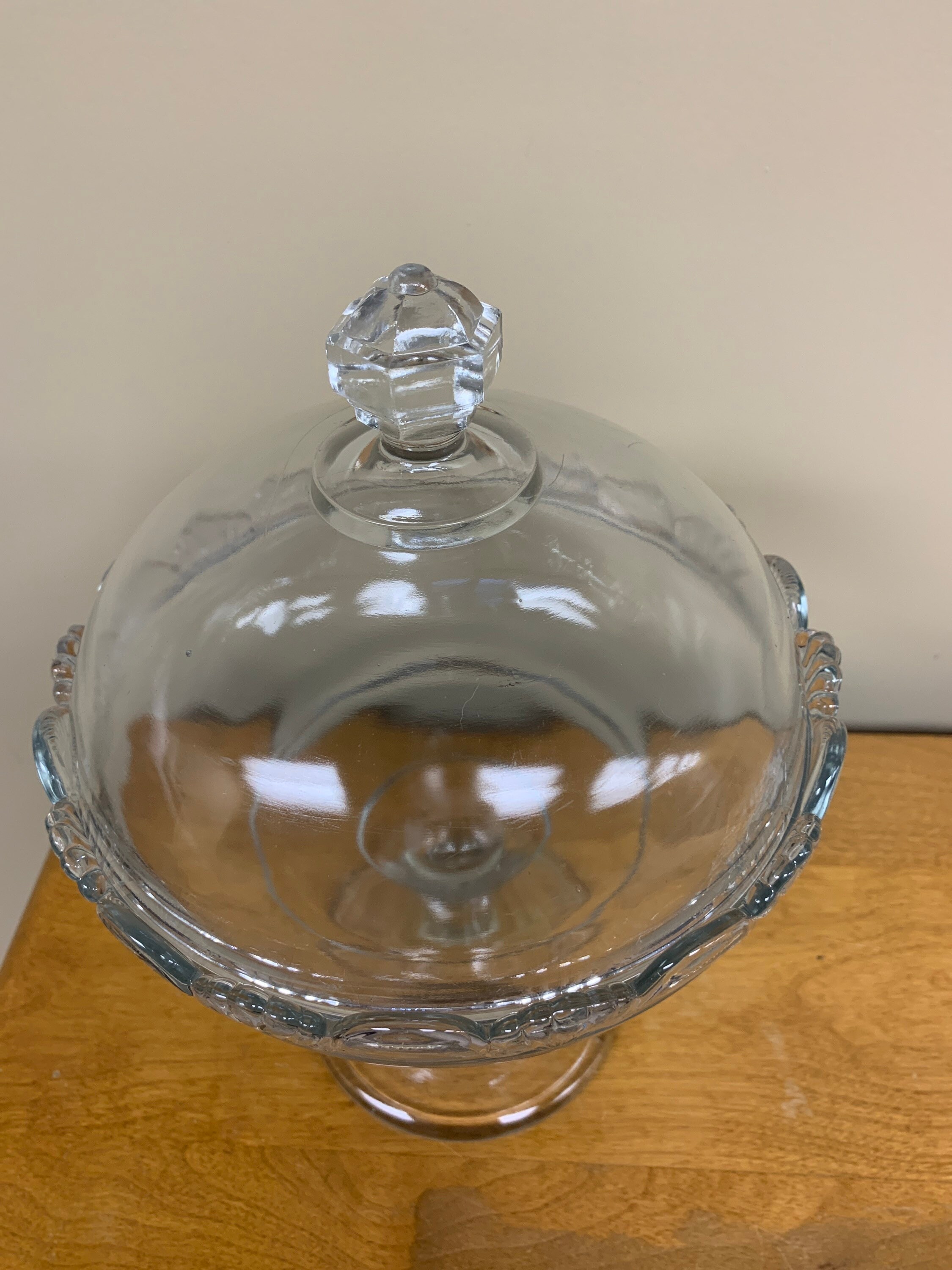 Antique clear glass covered pedestal candy dish bowl compote Etsy