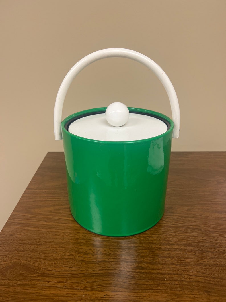 Vintage Vinyl Ice Bucket Retro Green White Etsy