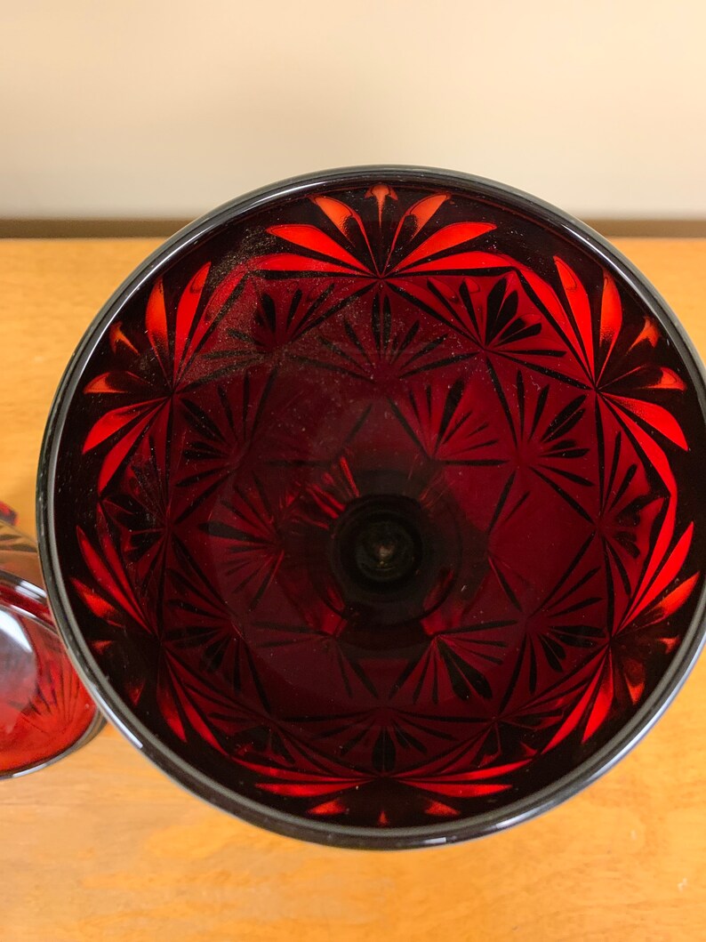 Vintage Ruby Red Pedestal Candy Dish With Lid Luminarc Egg Etsy