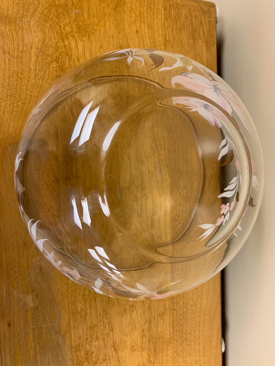 Vintage bowl salad bowl clear glass hand painted flowers gold Etsy