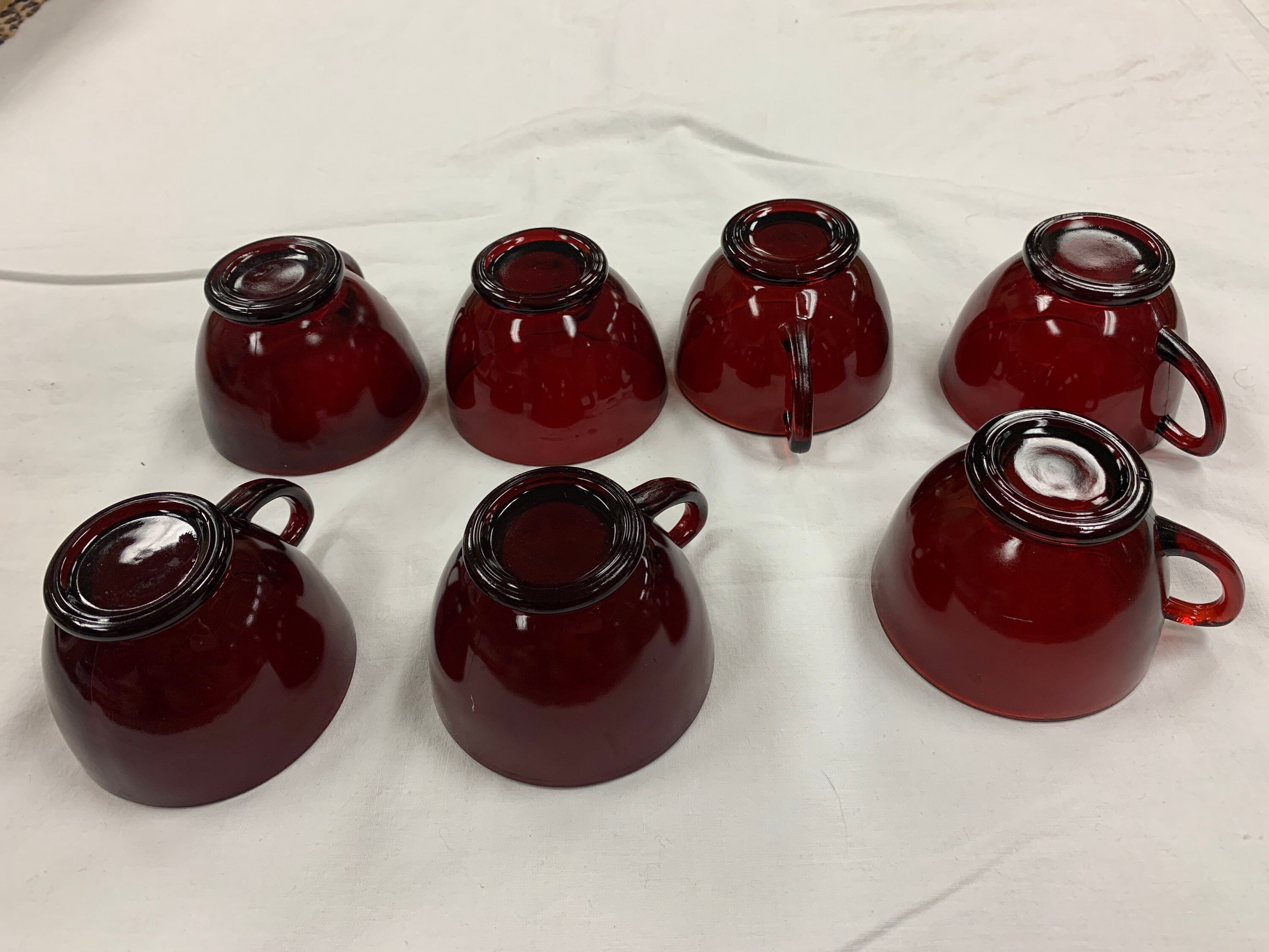 Seven 7 tea cups coffee cup ruby royal ruby glass vintage vtg Etsy