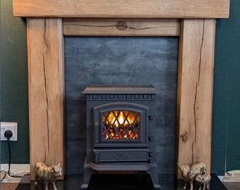 Ultra rustic, Kiln dried French Oak Beam, rustic, bespoke Fire Surround Custom built to your specific size  Free shipping. READY TO FIT