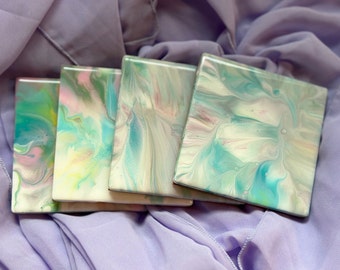 Coaster set - Set of 4 coasters - Acrylic painted coasters - Marble coasters - Artistic gift set