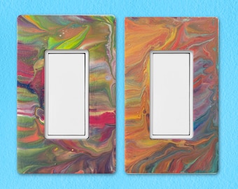 Light Switch Cover.  Lightswitch Plate.  Lightswitch Covers.  Paint pouring, flow painting, marble artwork.