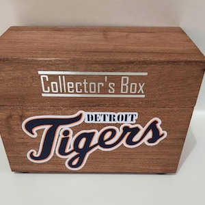 Scatola da collezione per carte da baseball dei Detroit Tigers con divisori opzionali e carte della squadra