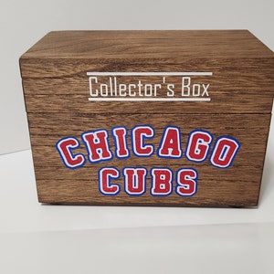 Scatola da collezione di carte da baseball dei Chicago Cubs con divisori opzionali e carte della squadra