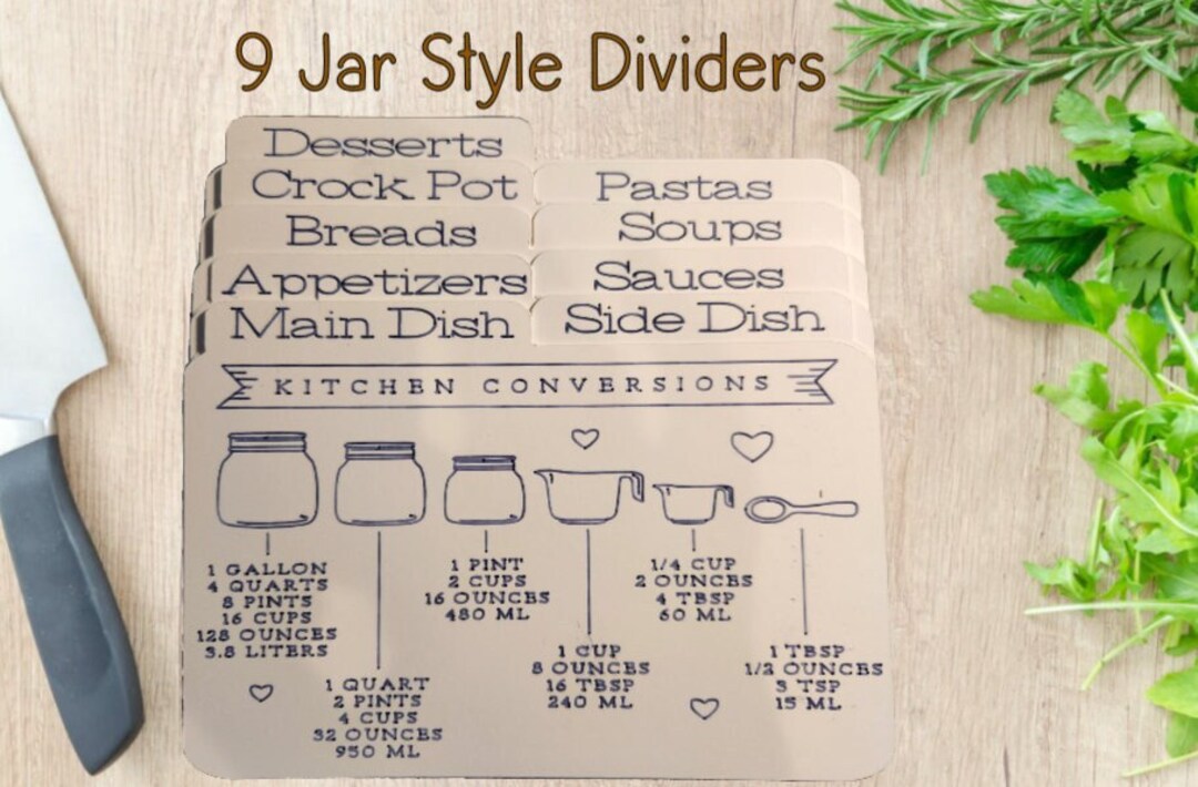 Dividers for 4x6 or 3x5 Recipe Boxes. Etsy