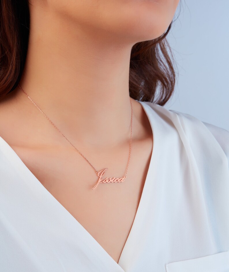 14k Solid Gold Name Necklace White Gold Mama Necklace Etsy