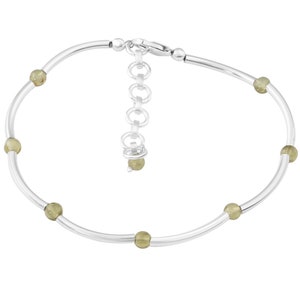 Genuine Peridot Beautiful Gemstones 925 SILVER Tubes Bracelet Anklet, Leo Zodiac, August Birthstone Gift, Australia