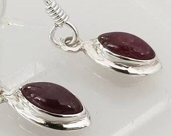 Minimalist Ruby Sterling Silver Earrings: July Birthstone, Cancer Zodiac