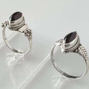 Red garnet ring, red garnet silver ring, boho red garnet ring, silver red garnet ring, dainty ring, Oxidized red garnet ring, Red, Australia