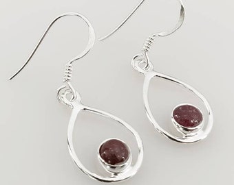 Minimalist Ruby Sterling Silver Earrings: July Birthstone