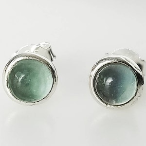 Genuine GREEN APATITE Gems Solid 925 Sterling SILVER Minimalist Stud Earrings, Green Sterling Silver Stud, May Birthstone Gift, Australia