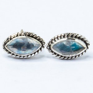Boucles d&#39;oreilles en argent massif 925 véritable pierre de lune en forme de feuille, clous blancs, pierre de naissance de juin et cadeau du zodiaque du cancer, Australie